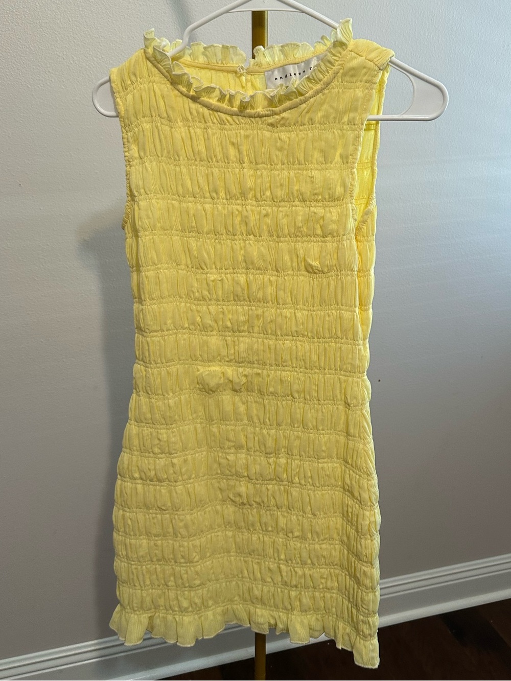 Women’s Yellow Smocked Ruffle Dress